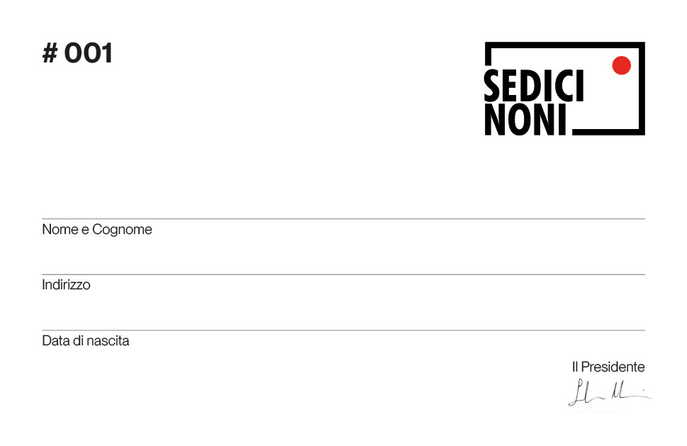 Tessera socio sedici:noni - retro